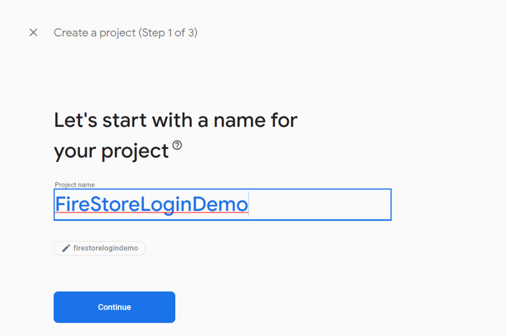 Create a new project on the Firebase console
